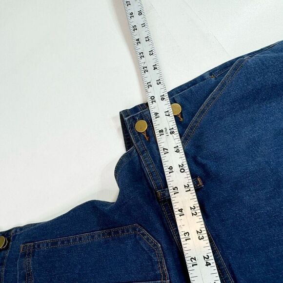 Agnes Orinda Pants Womens 2X Blue Dark-Wash Solid Distressed Denim Overall Jumpe - Picture 5 of 8